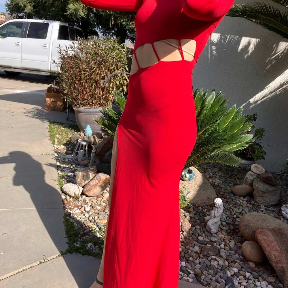 Red Long sexy elegant dress